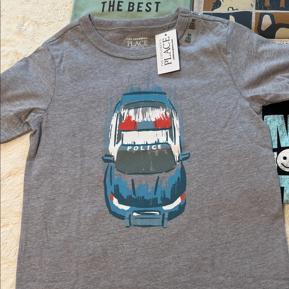 The Children's Place Kids Tees - Green, Tan, Gray, Black. Pack of 4 Tees - Picture 2 of 5